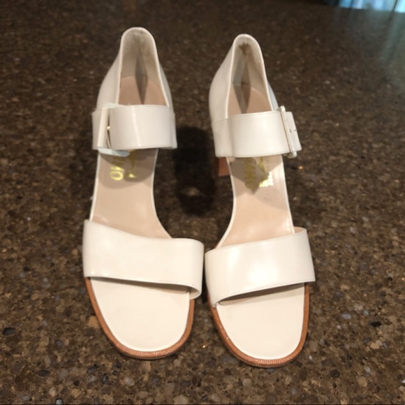 Salvatore Ferragamo Shoes - Salvatore Ferragamo Open Toe Cream Pumps 9…